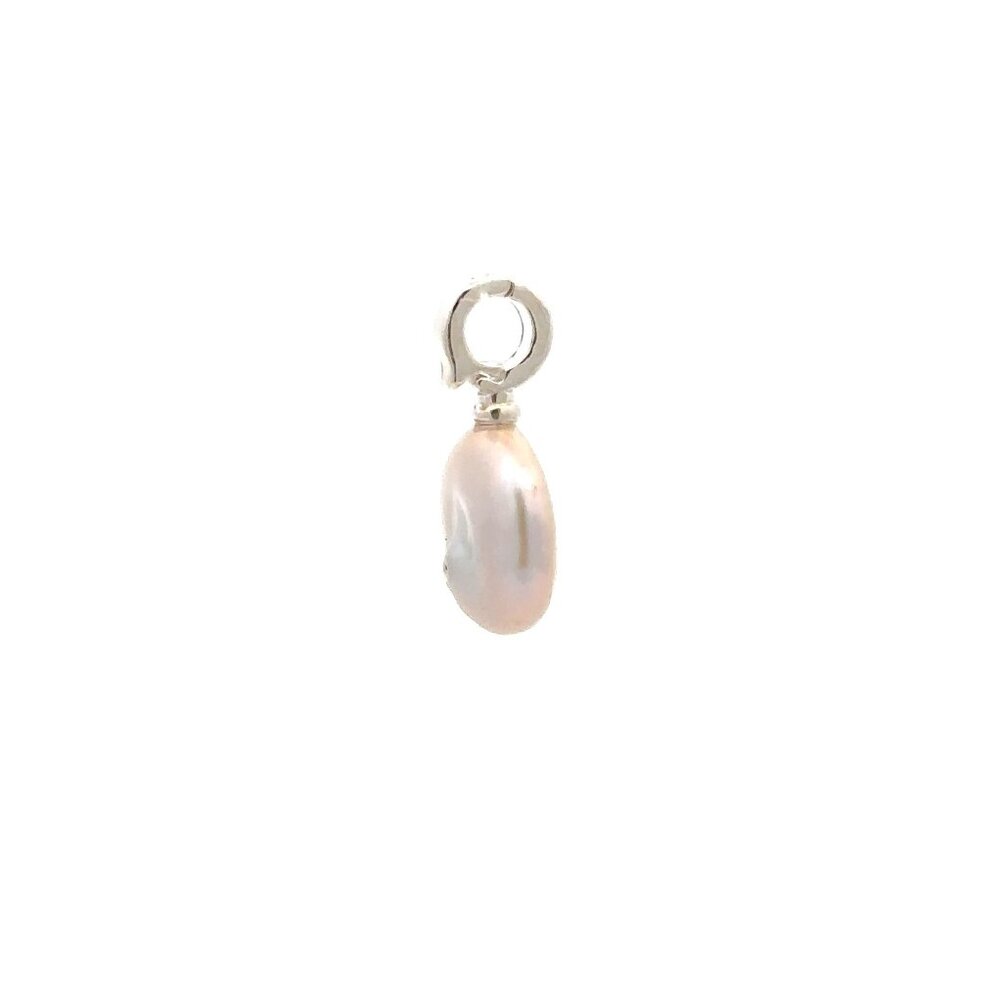 925 Sterling Silver Charm Freshwater Pearl Pendant Charm - Picture 12 of 12